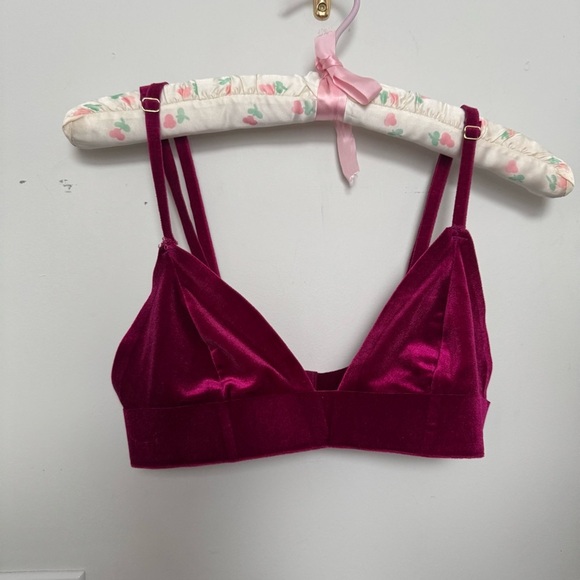 Urban outfitters Velvet Bralette in Rich Burgundy pink S - Picture 3 of 5